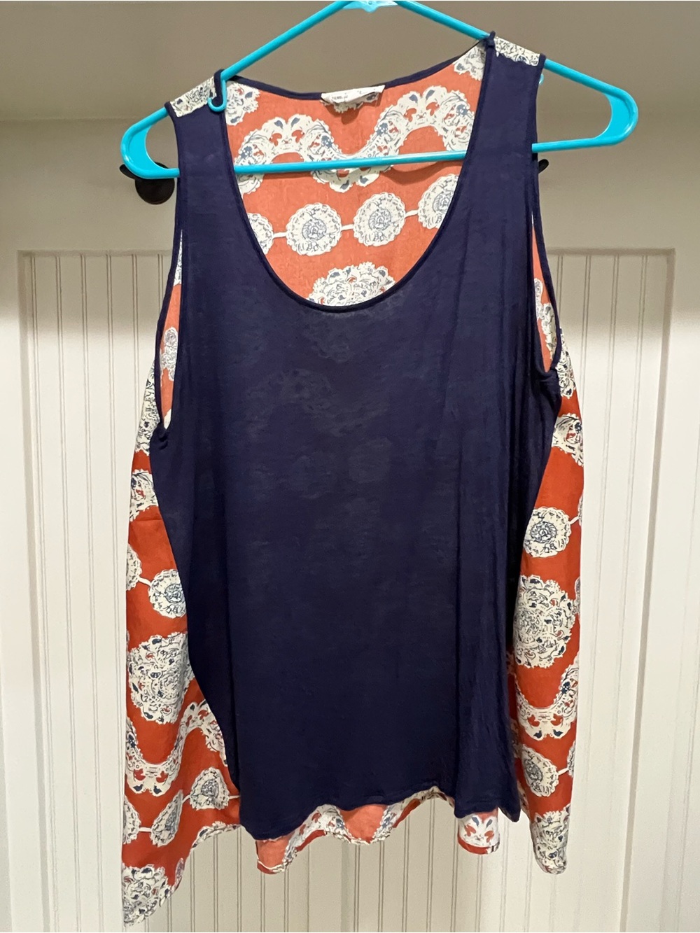 Navy and Rust Floral Sleeveless Top